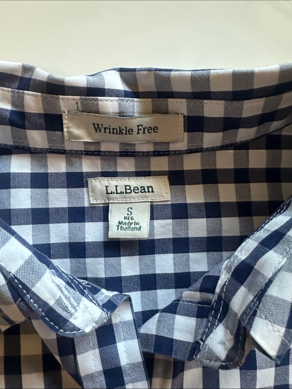L.L. Bean Navy and White Gingham Shirt - Picture 2 of 4